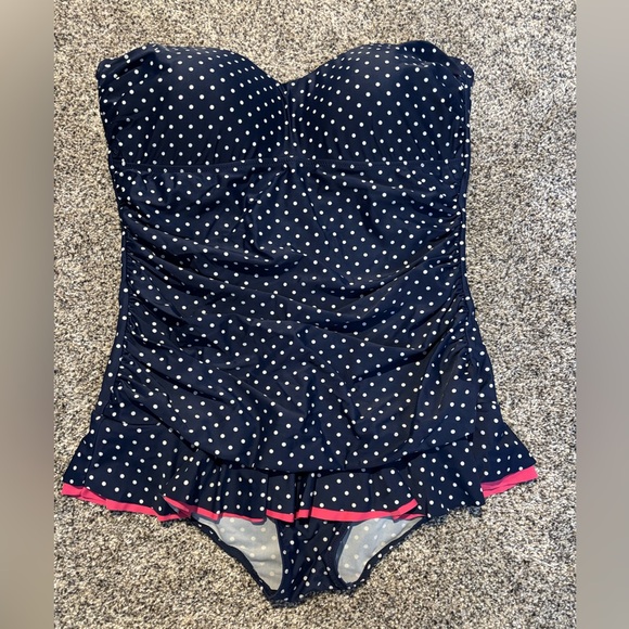 Mazu Swim Other - Mazu Navy Blue with White Polka Dots One Piece Swimsuit